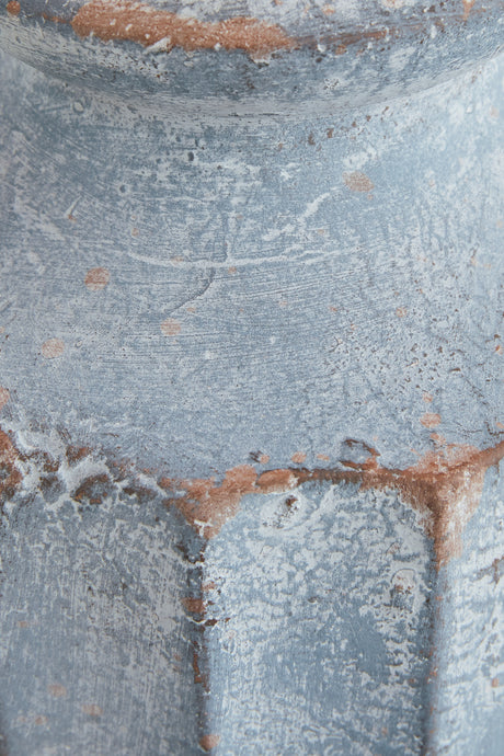 Finish detail of antique blue terra cotta lamp