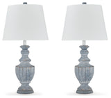Close-up detail of antique blue terra cotta lamp finish