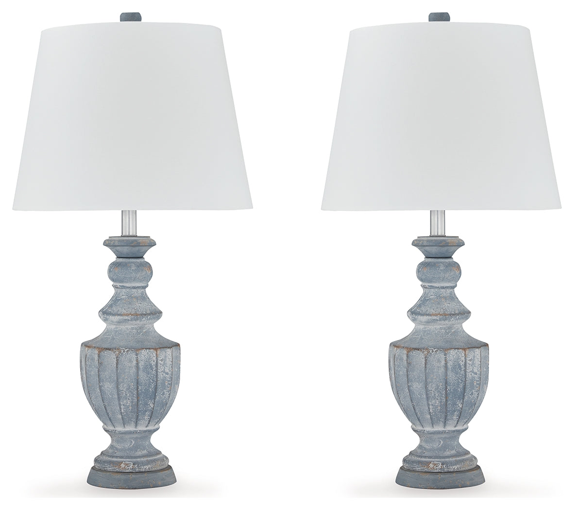 Close-up detail of antique blue terra cotta lamp finish