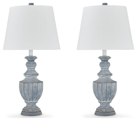 Close-up detail of antique blue terra cotta lamp finish