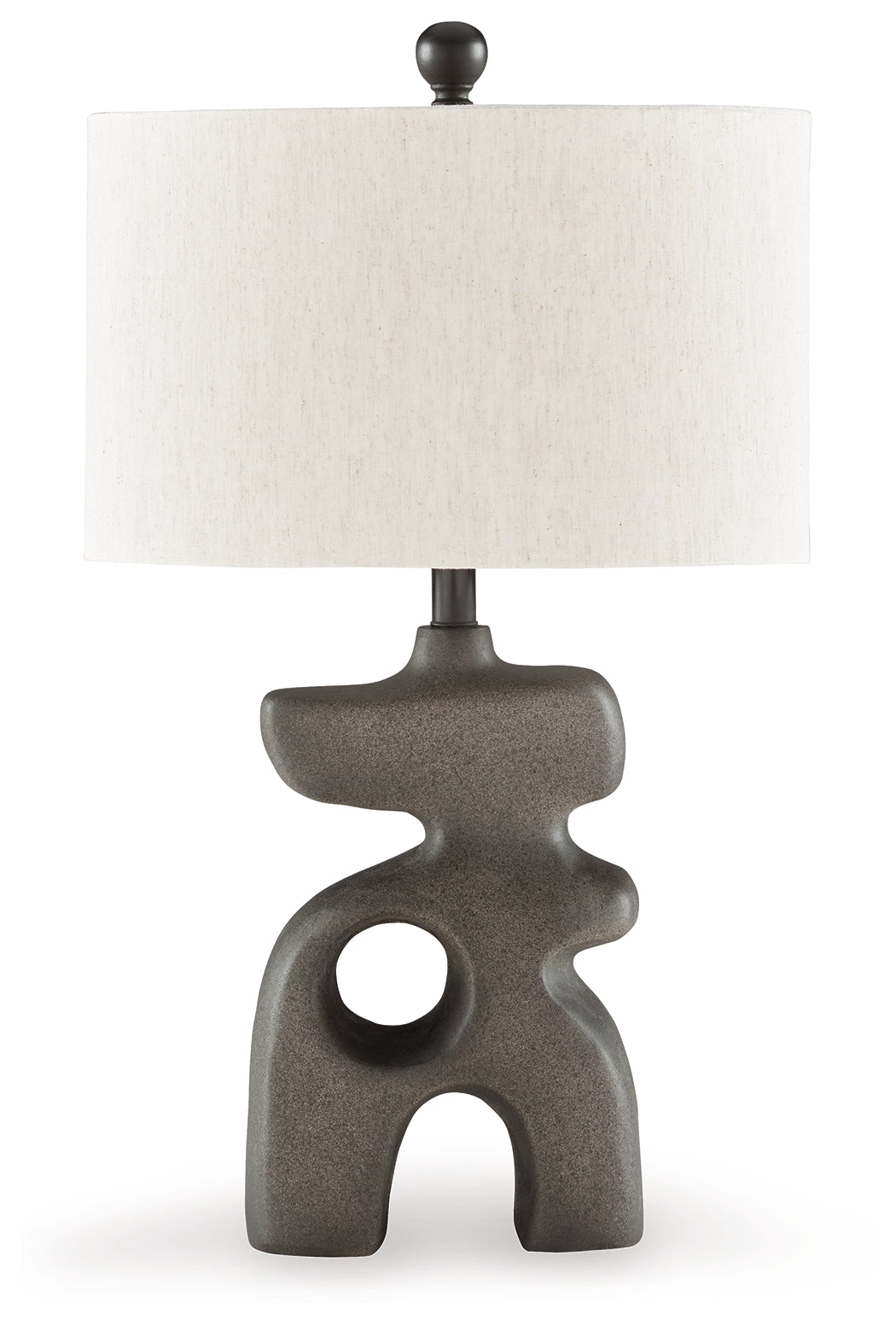 Pair of Danacy distressed black lamps on console table