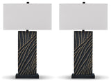 Bartlen table lamp close-up of textured black base
