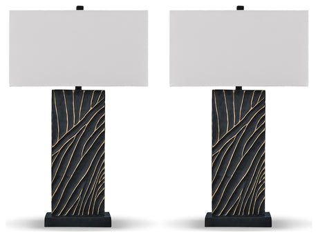 Bartlen table lamp close-up of textured black base