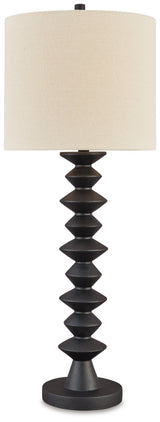 Luanndon Black Buffet Lamp on side table showing geometric base