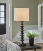 Close-up of Luanndon lamp geometric black base