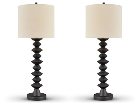 Side view of Luanndon black table lamp with shade
