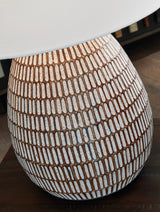 Darrich table lamp shade and metal base close-up