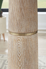 Gasparleigh floor lamp fabric shade and gold accents detail
