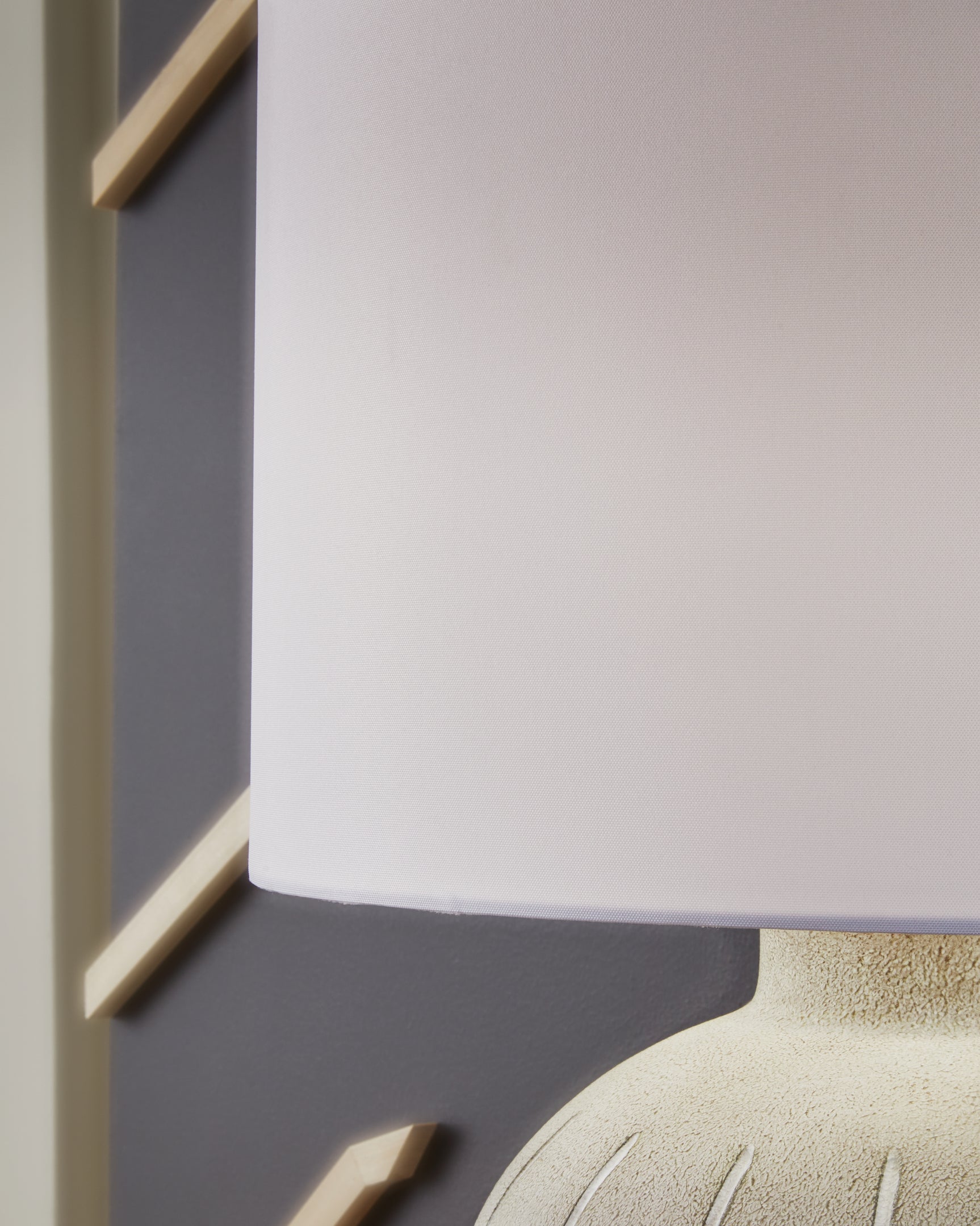 Close-up of Calbert table lamp fabric shade detail
