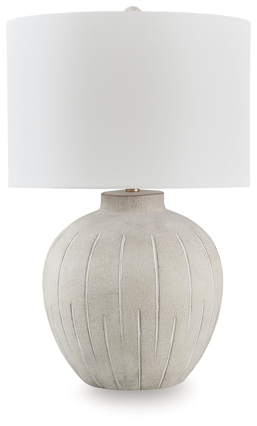 Calbert warm gray resin table lamp front view