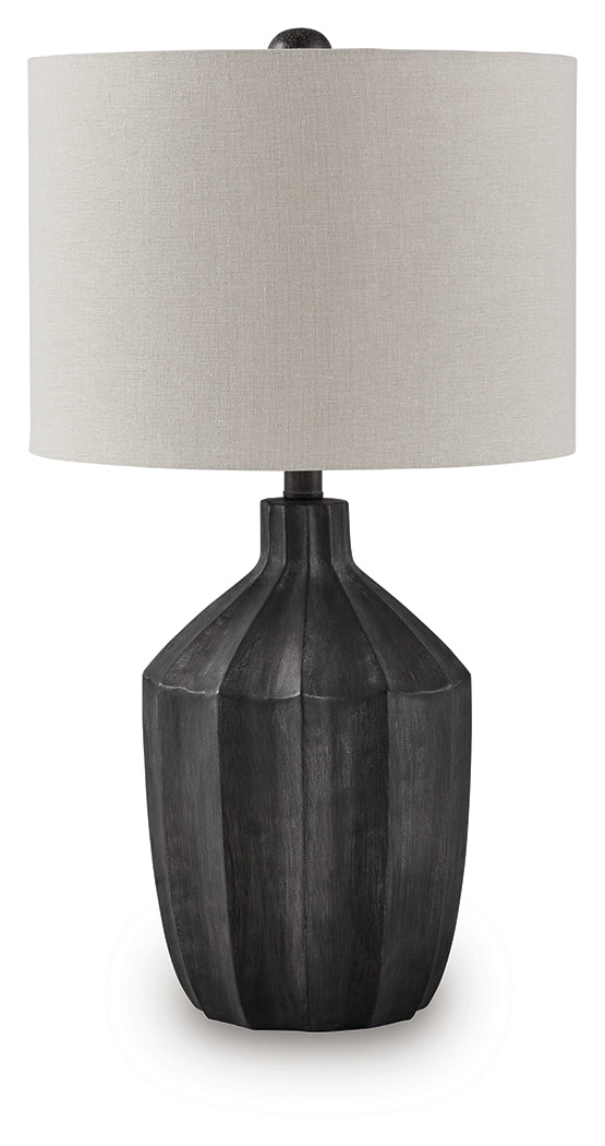 Jilton Table Lamp side angle showing textured polyresin base