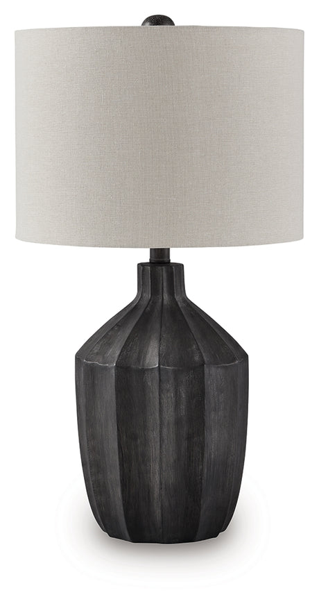 Jilton Table Lamp side angle showing textured polyresin base