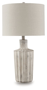 Imre Table Lamp side detail showing distressed finish