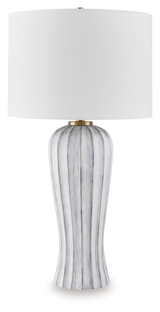 Lanwell Table Lamp side angle showing fluted base