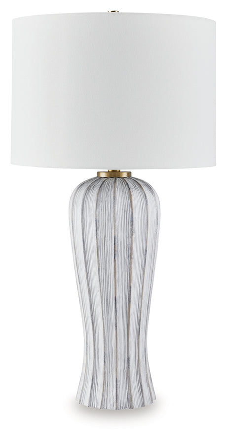 Lanwell Table Lamp side angle showing fluted base