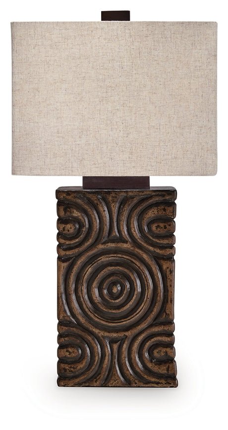 Side view of Heathbury Table Lamp with antiqued brown finish