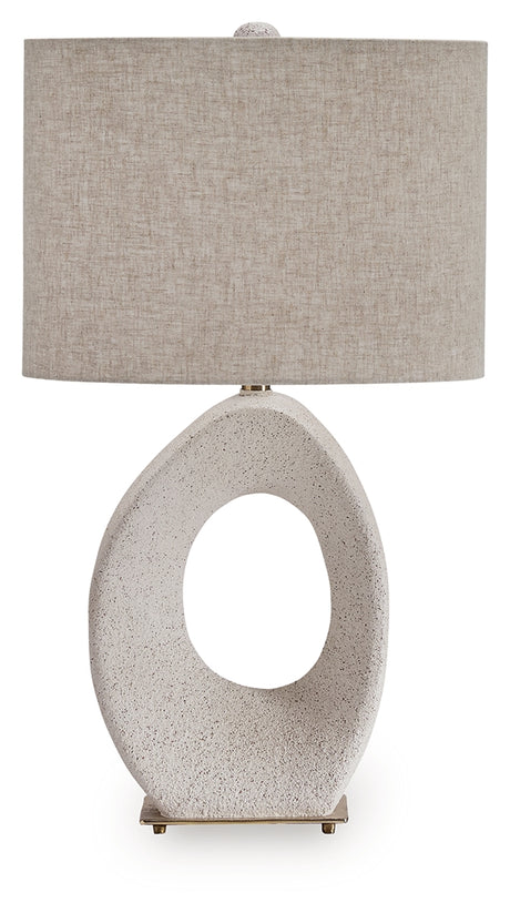 Side view of Trentlen table lamp showing goldtone base