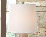 Set of two Shavontae gray table lamps on side tables