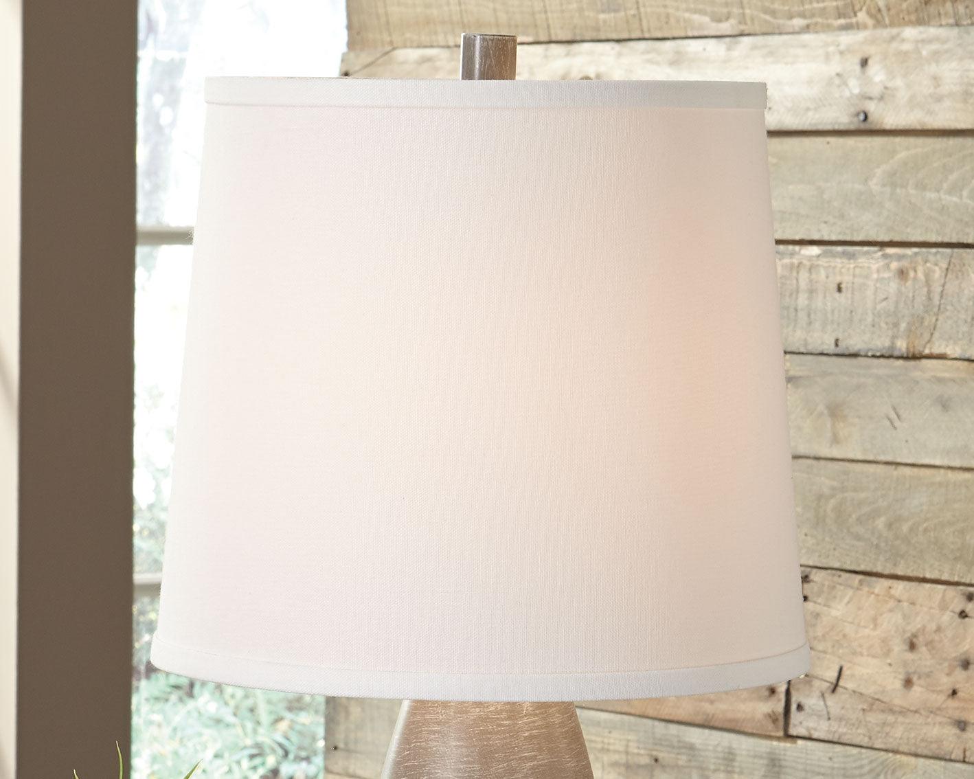 Set of two Shavontae gray table lamps on side tables