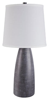 Shavontae Gray Table Lamp set of 2, side view showing shade