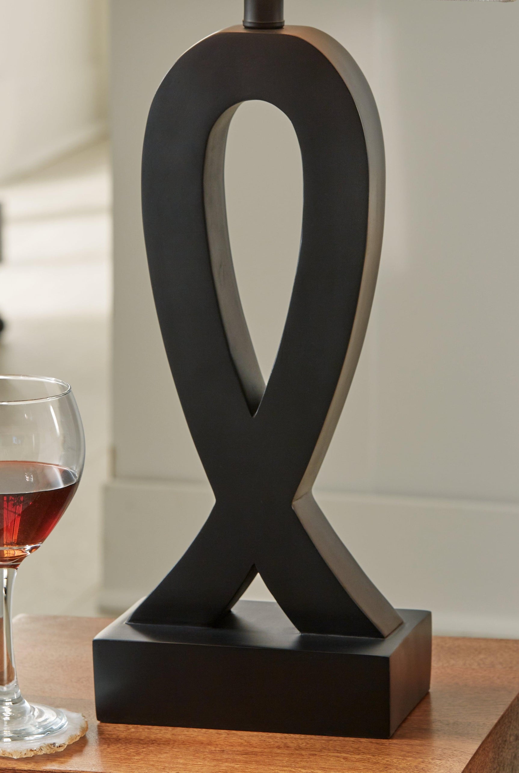 Markellton lamp base detail in black polyresin