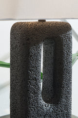 Side angle showing lamp base texture
