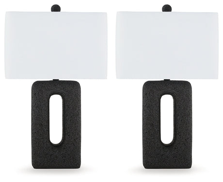 Close-up of rectangular black fabric shade