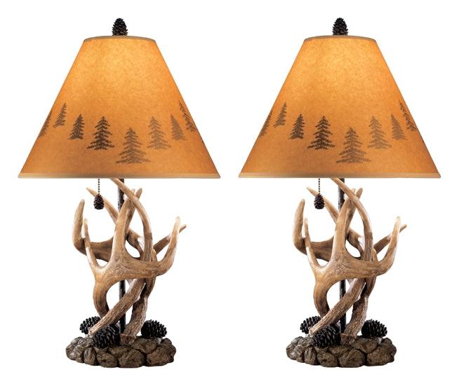 Two Derek Brown rustic table lamps side by side