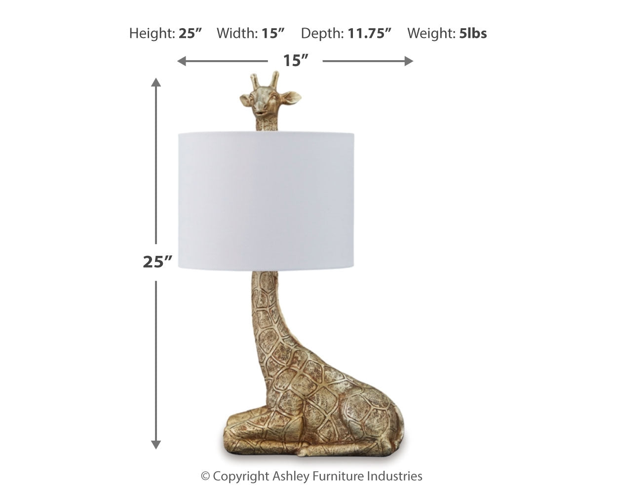 Close-up of giraffe design on Ferrison lamp base