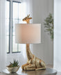 Detailed close-up of Ferrison giraffe lamp base