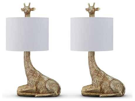 Side angle of Ferrison gold finish table lamp
