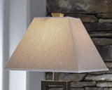 Front view of Deidra black table lamp with linen shade
