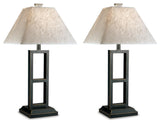Close-up of Deidra black lamp base with gold accents