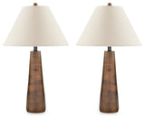 Side view of Danset table lamp with shade