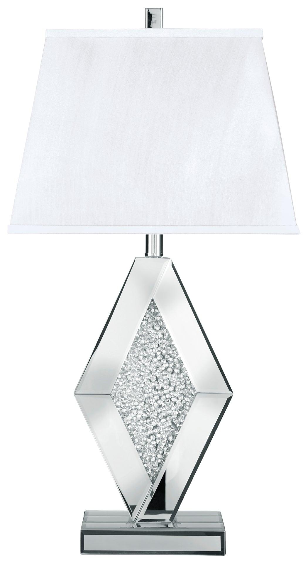 Prunella table lamp side detail showing crystal bead base