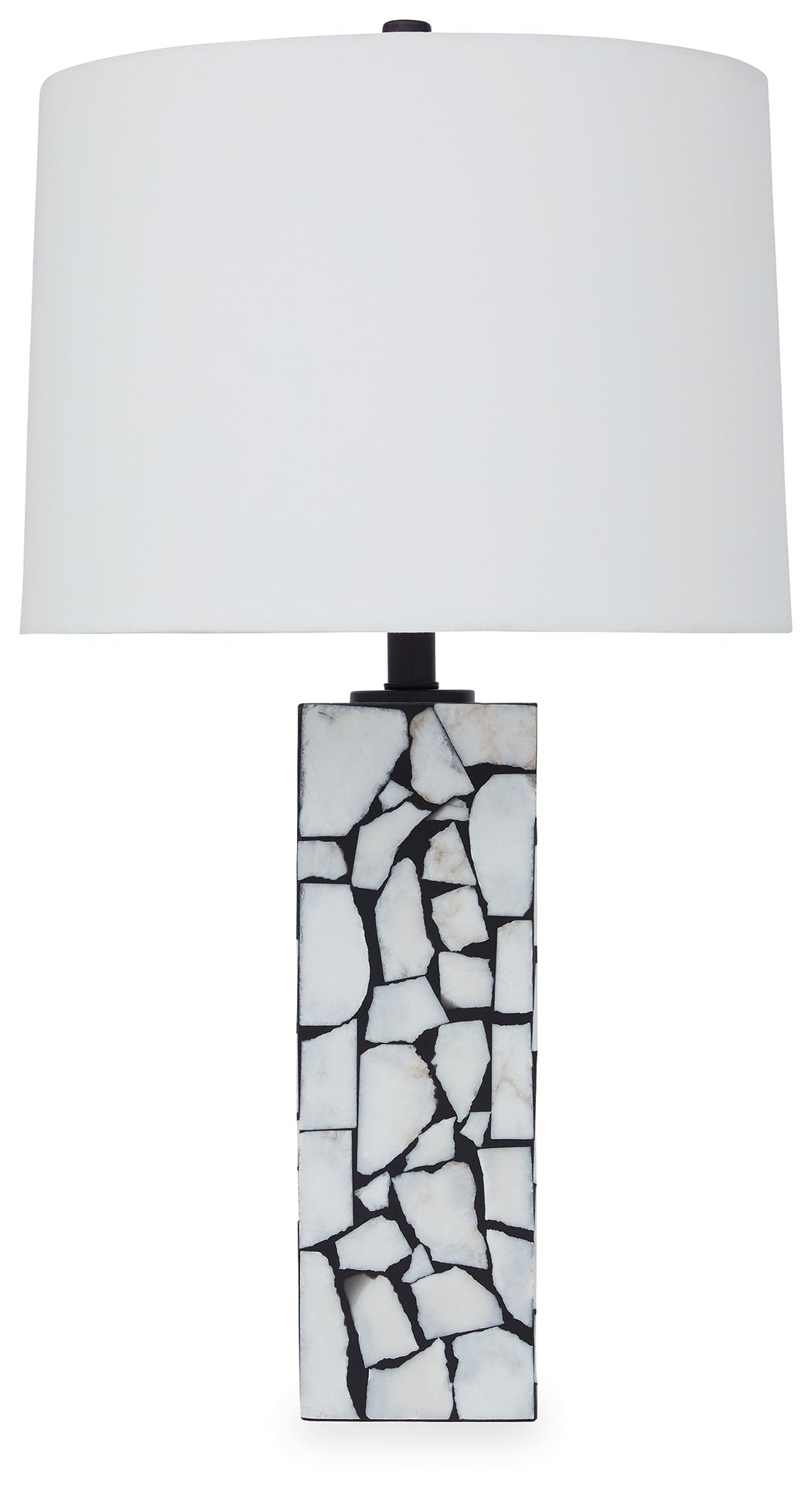 Side view of Macaria table lamp showing marble base