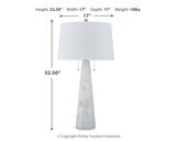 Lighting detail of Laurellen White table lamp set
