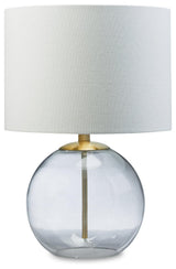 Samder table lamp side view highlighting fabric drum shade