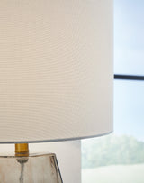Detail of gray translucent glass hexagon base