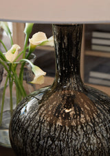 Close-up of Tenslow Table Lamp black glass and metal finish