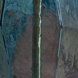 Close-up of Tallow Blue Table Lamp faceted glass base and blue finish
