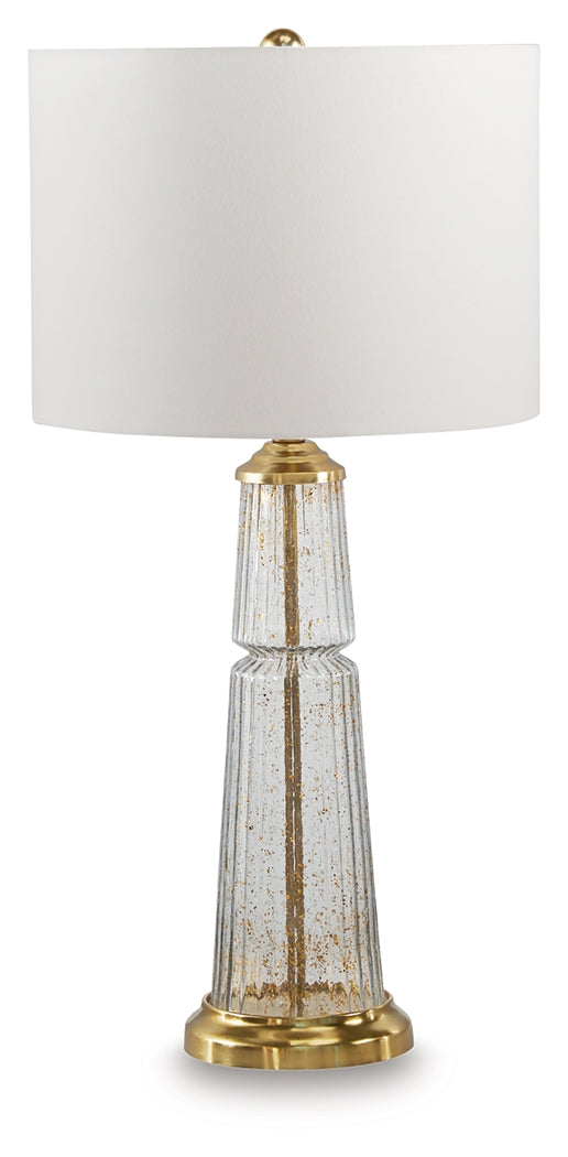 Bakersboro table lamp side view showing goldtone base