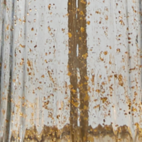 Fabric drum shade detail with goldtone metal base