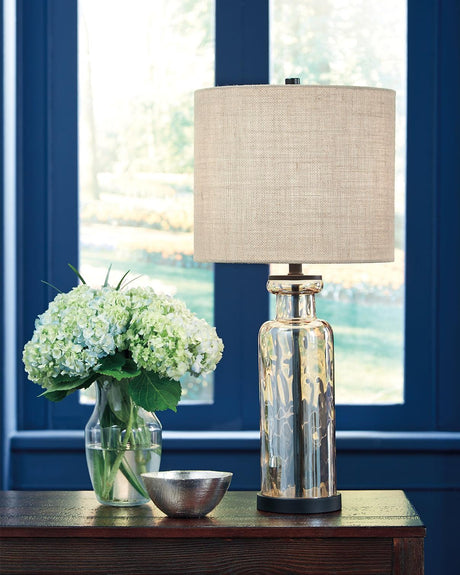 Laurentia Champagne Glass and Metal Table Lamp front view
