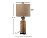 Dimension diagram of Laurentia Champagne Table Lamp