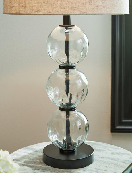 Detail of Airbal lamp clear stacked glass spheres