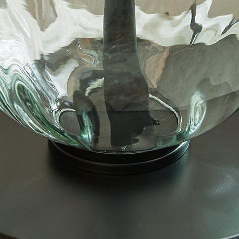Close-up of black finish metal base on Airbal table lamp