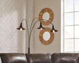 Side view of Sheriel Black Floor Lamp with metal shades