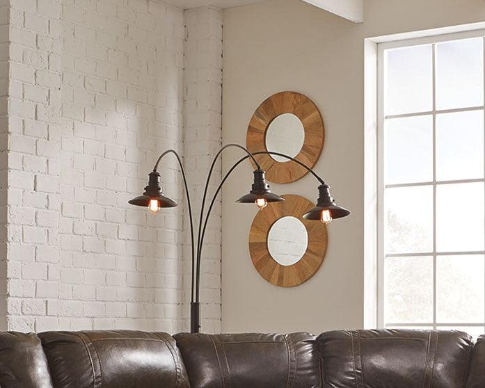 Sheriel Floor Lamp hanging round dark metal shades
