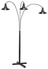 Adjustable neck of Sheriel Floor Lamp angled downward